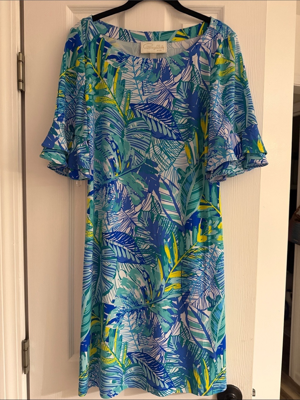 Pappagallo tropical blue palm print sundress comfort NWOT size Medium dress - Picture 6 of 12